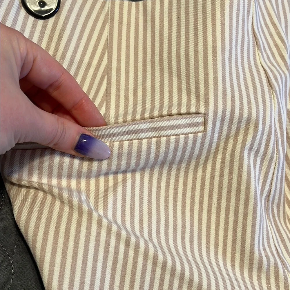 a new day Pull on pants White and‎ Tan thin vertical stripes neutral classic - Picture 6 of 12